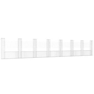 Gabionenkorb U-Form mit 8 Säulen Eisen 860x20x150 cm