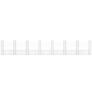 Gabionenkorb U-Form mit 8 Säulen Eisen 860x20x150 cm