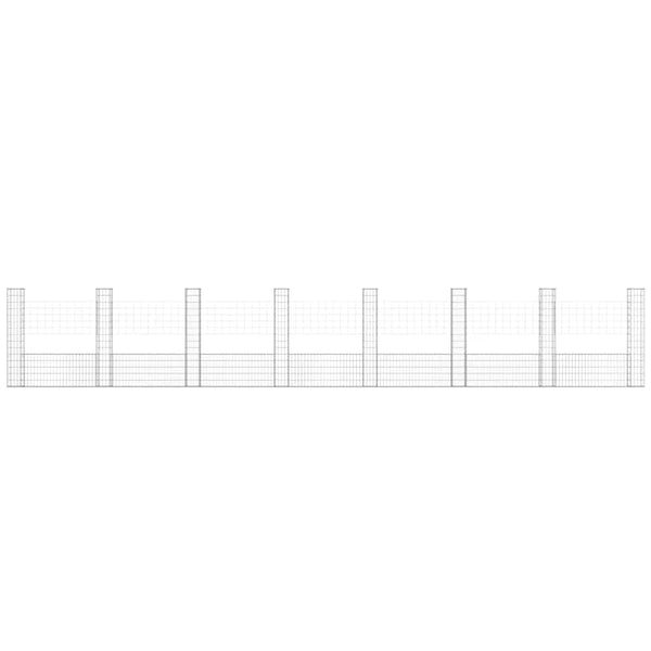 Gabionenkorb U-Form mit 8 Säulen Eisen 860x20x150 cm