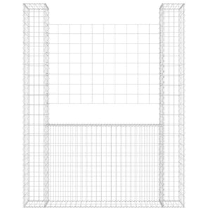Gabionenkorb U-Form mit 2 Säulen Eisen 140x20x200 cm