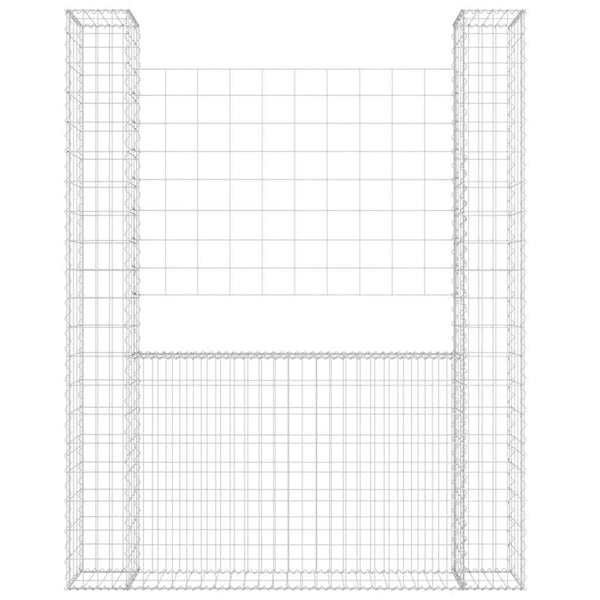Gabionenkorb U-Form mit 2 Säulen Eisen 140x20x200 cm