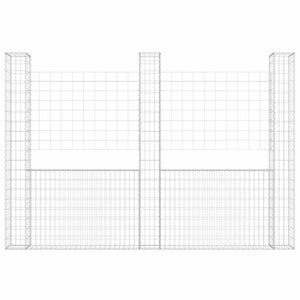 Gabionenkorb U-Form mit 3 Säulen Eisen 260x20x200 cm