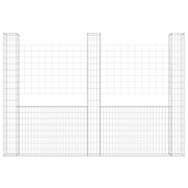 Gabionenkorb U-Form mit 3 Säulen Eisen 260x20x200 cm