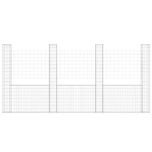 Gabionenkorb U-Form mit 4 Säulen Eisen 380x20x200 cm