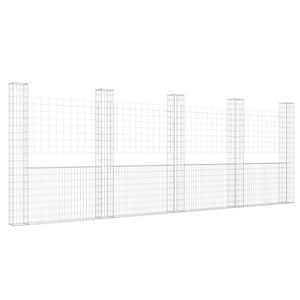 Gabionenkorb U-Form mit 5 Säulen Eisen 500x20x200 cm