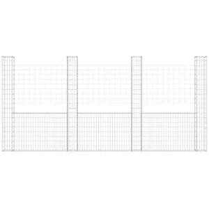 Gabionenkorb U-Form mit 5 Säulen Eisen 500x20x200 cm