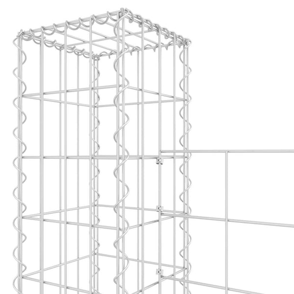 Gabionenkorb U-Form mit 5 Säulen Eisen 500x20x200 cm