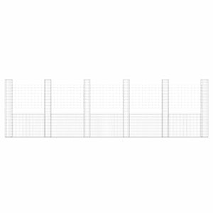 Gabionenkorb U-Form mit 6 Säulen Eisen 620x20x200 cm