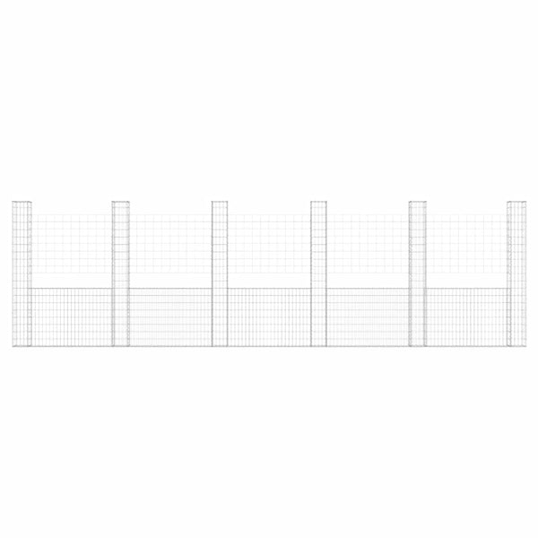 Gabionenkorb U-Form mit 6 Säulen Eisen 620x20x200 cm