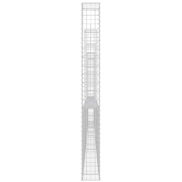 Gabionenkorb U-Form mit 6 Säulen Eisen 620x20x200 cm