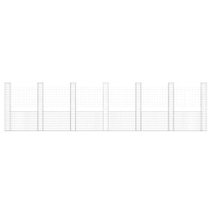 Gabionenkorb U-Form mit 7 Säulen Eisen 740x20x200 cm