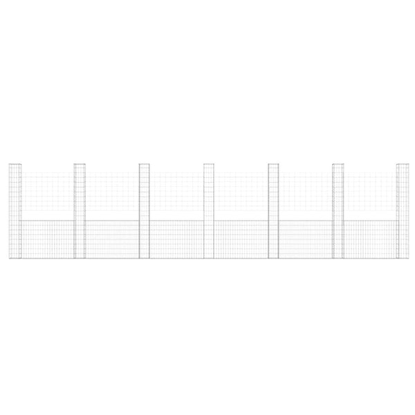 Gabionenkorb U-Form mit 7 Säulen Eisen 740x20x200 cm