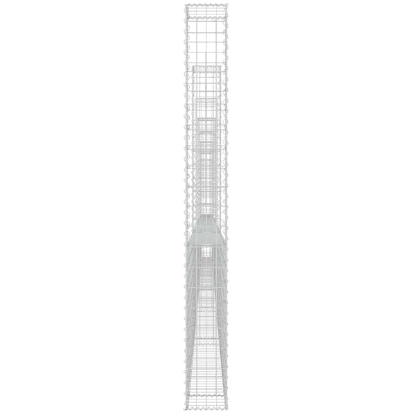 Gabionenkorb U-Form mit 7 Säulen Eisen 740x20x200 cm