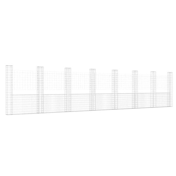 Gabionenkorb U-Form mit 8 Säulen Eisen 860x20x200 cm