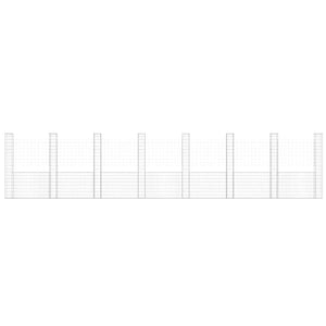 Gabionenkorb U-Form mit 8 Säulen Eisen 860x20x200 cm