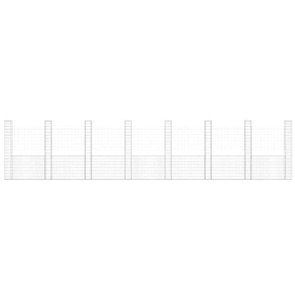 Gabionenkorb U-Form mit 8 Säulen Eisen 860x20x200 cm