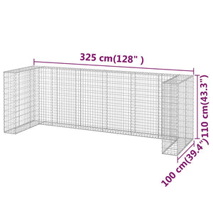 Gabionenwand für Mülltonnen Verzinkter Stahl 325x100x110 cm