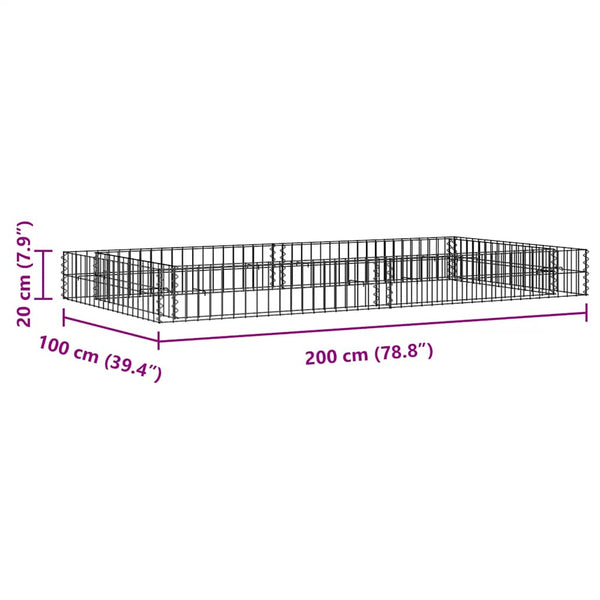 Gabionen-Hochbeet Verzinkter Stahl 200x100x20 cm