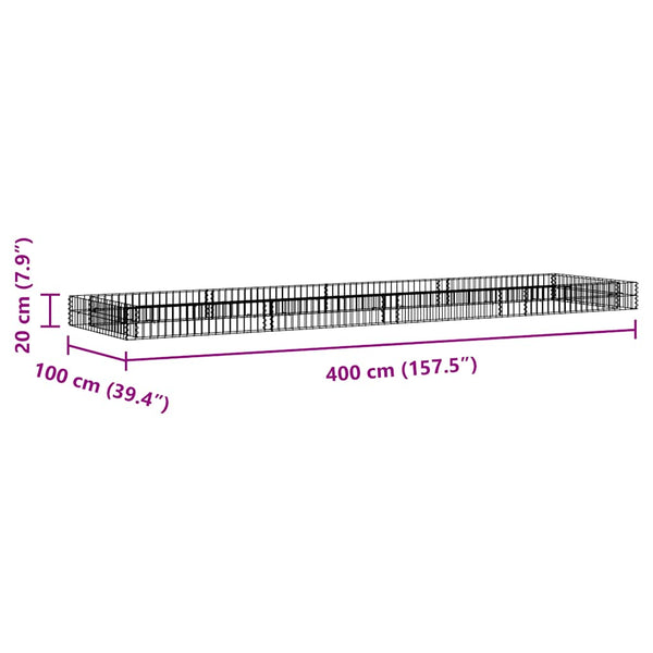 Gabionen-Hochbeet Verzinkter Stahl 400x100x20 cm