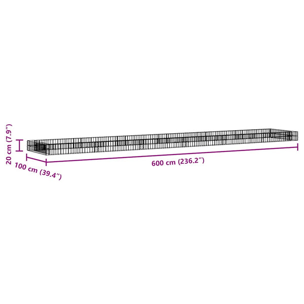 Gabionen-Hochbeet Verzinkter Stahl 600x100x20 cm