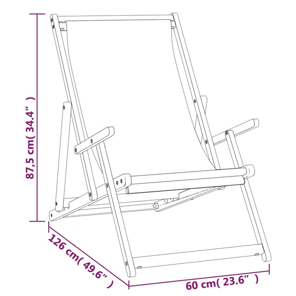 Strandstuhl Klappbar Massivholz Teak Grau
