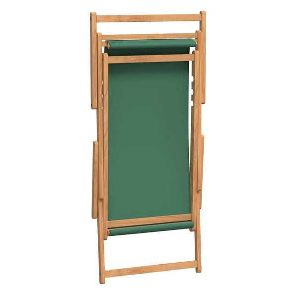 Strandstuhl Klappbar Massivholz Teak Grün