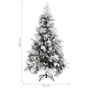 Beschneiter Weihnachtsbaum mit Zapfen, 195 cm