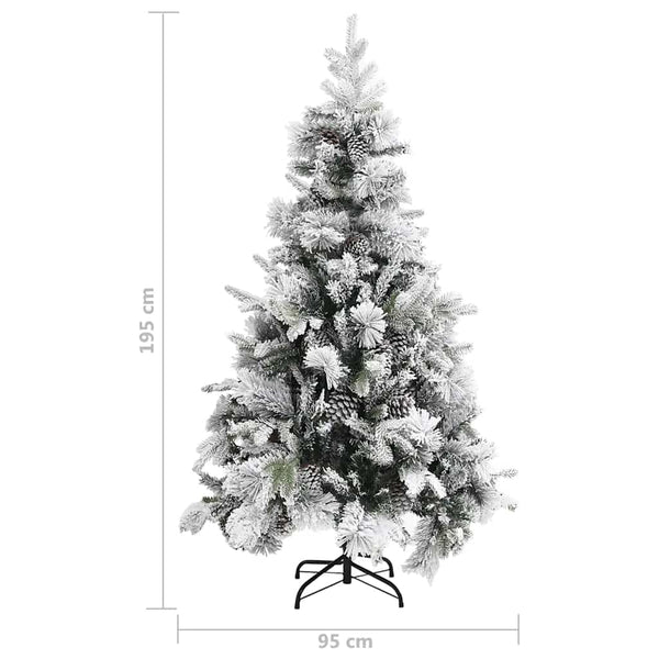Beschneiter Weihnachtsbaum mit Zapfen, 195 cm