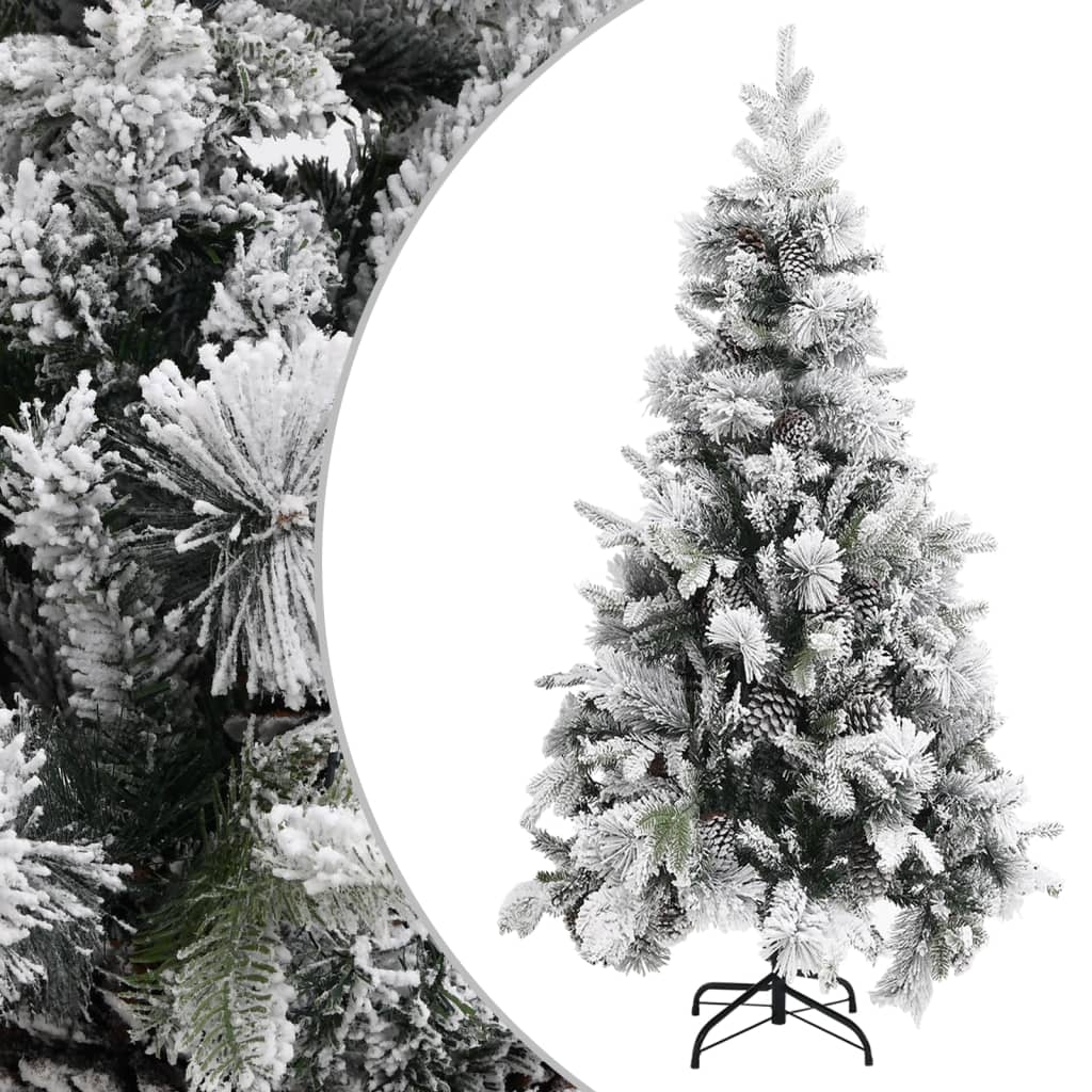 Beschneiter Weihnachtsbaum mit Zapfen 225 cm