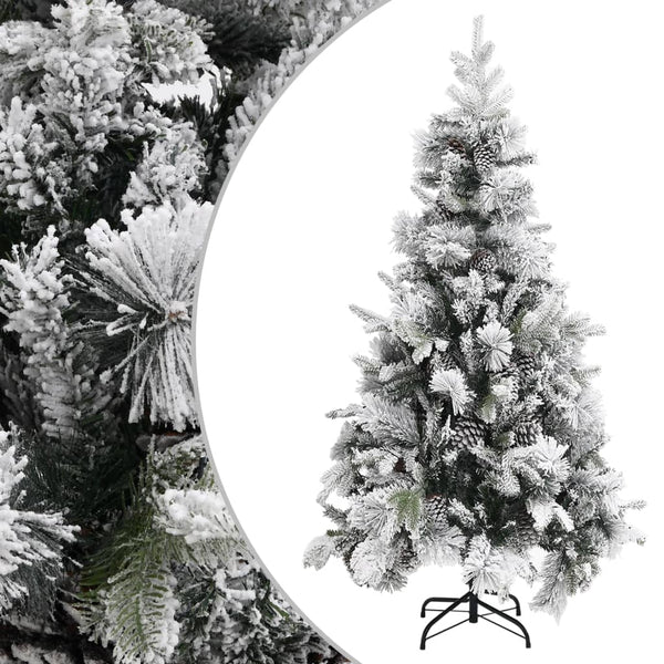 Beschneiter Weihnachtsbaum mit Zapfen 225 cm
