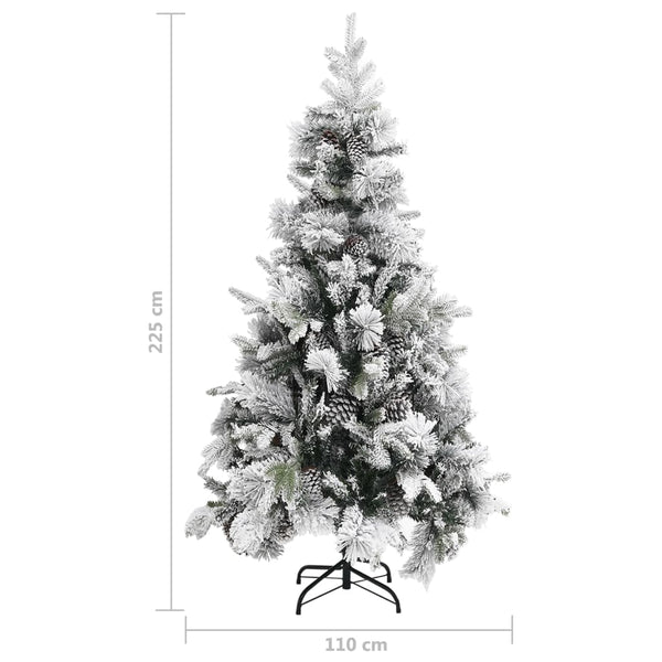 Beschneiter Weihnachtsbaum mit Zapfen 225 cm