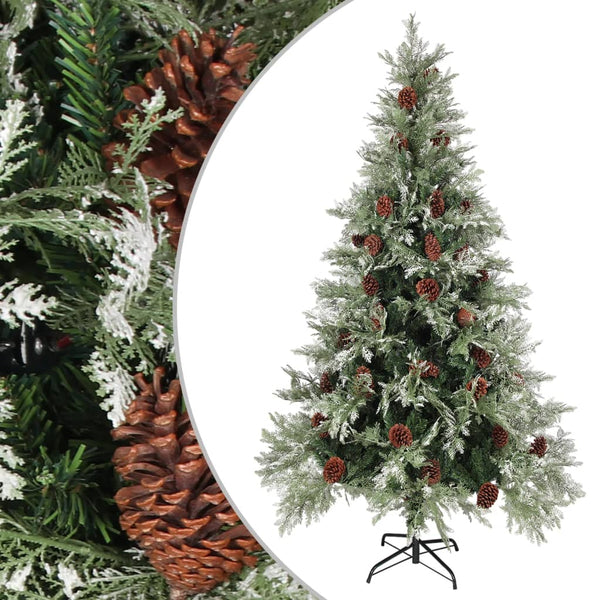Weihnachtsbaum Grün/Weiß mit Zapfen 195cm