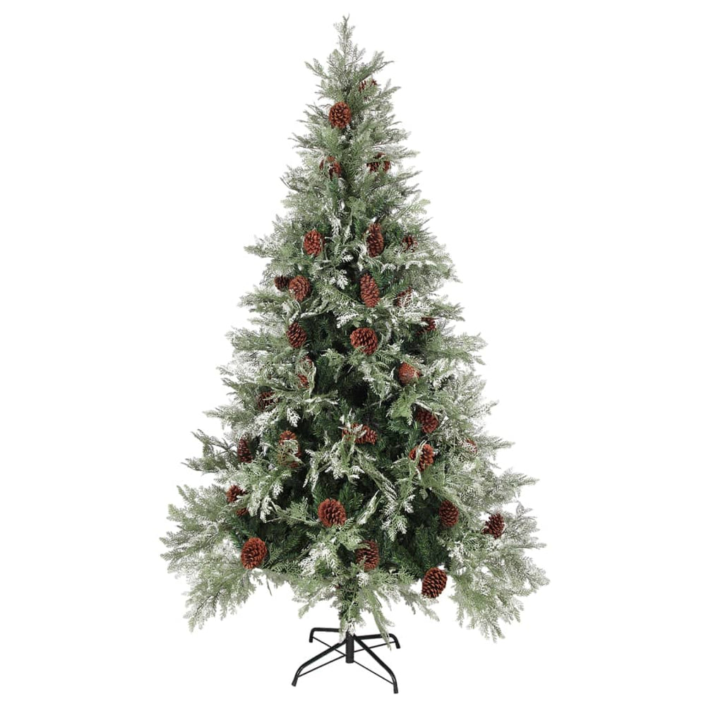 Weihnachtsbaum Grün/Weiß mit Zapfen 195cm