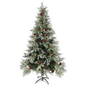Weihnachtsbaum Grün/Weiß mit Zapfen 195cm
