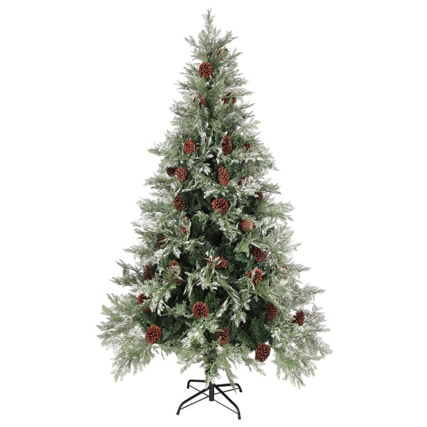 Weihnachtsbaum Grün/Weiß mit Zapfen 195cm