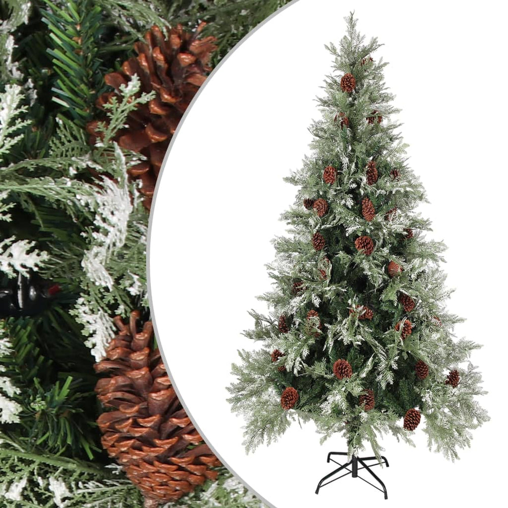 Weihnachtsbaum Grün/Weiß mit Zapfen 225cm