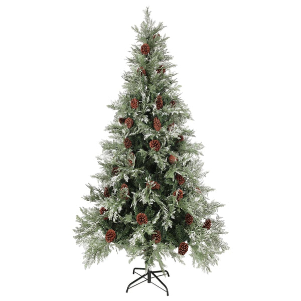 Weihnachtsbaum Grün/Weiß mit Zapfen 225cm