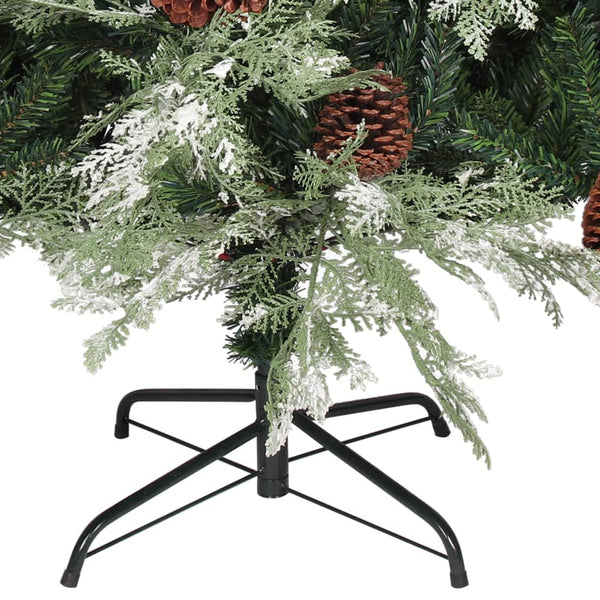 Weihnachtsbaum Grün/Weiß mit Zapfen 225cm