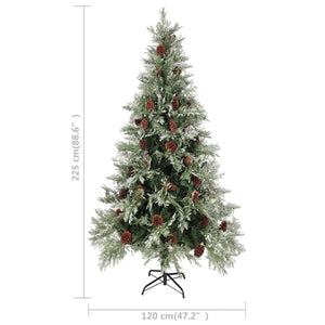 Weihnachtsbaum Grün/Weiß mit Zapfen 225cm
