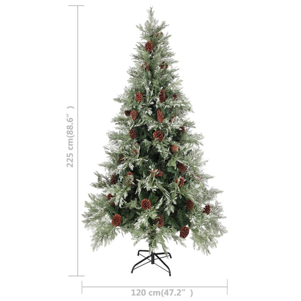 Weihnachtsbaum Grün/Weiß mit Zapfen 225cm
