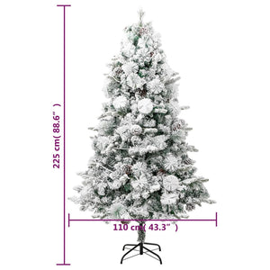 Weihnachtsbaum mit Beleuchtung Schnee und Zapfen 225 cm PVC&PE