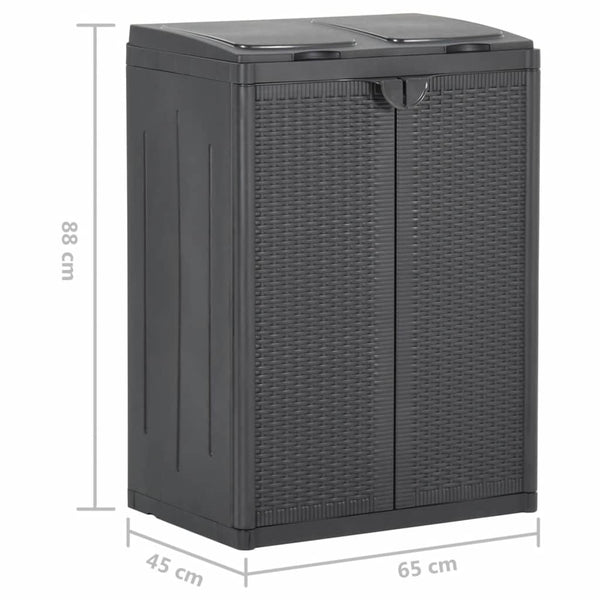 Mülleimer mit 2 Türen Schwarz 65x45x88 cm PP
