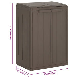 Mülleimer mit 2 Klappen Braun 65x45x88 cm PP