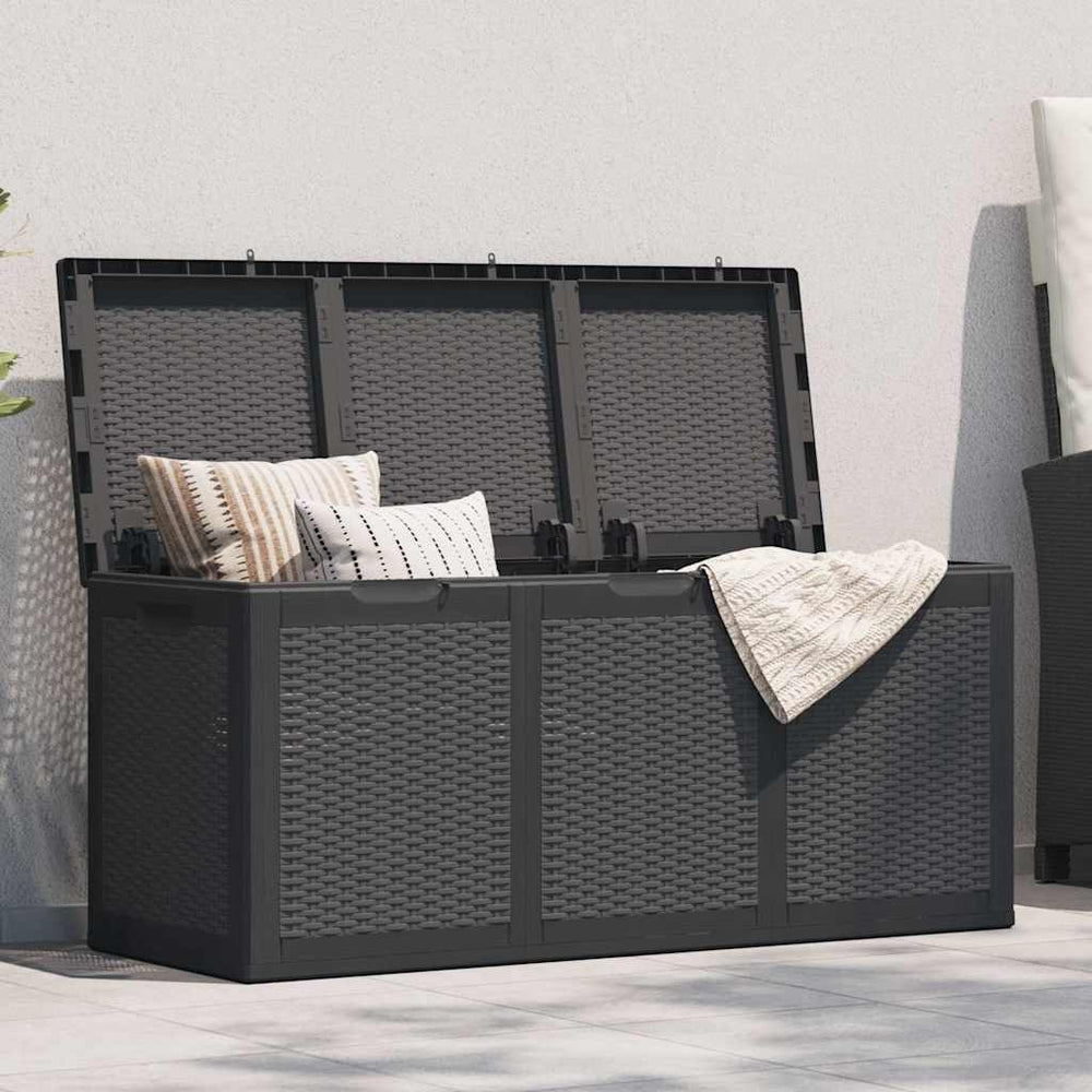 Garten-Aufbewahrungsbox 270 L Schwarz PP Rattan