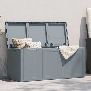 Garten-Aufbewahrungsbox 270 L Grau PP-Holzoptik