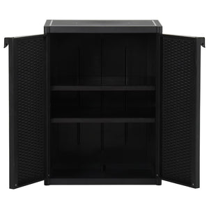 Gartenschrank Schwarz 65x45x88 cm PP Rattan-Optik