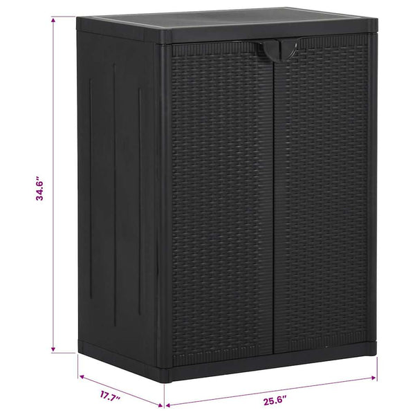 Gartenschrank Schwarz 65x45x88 cm PP Rattan-Optik