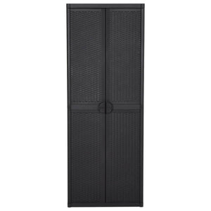 Gartenschrank Schwarz 65x45x172 cm PP Rattan
