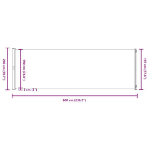 Seitenmarkise Ausziehbar 200x600 cm Rot
