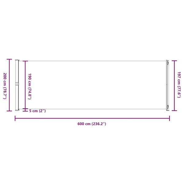 Seitenmarkise Ausziehbar 200x600 cm Rot